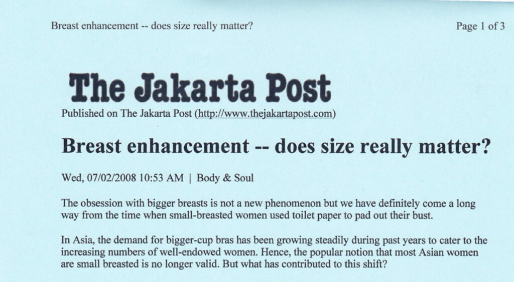 breast enhancement -- does size really matter? article